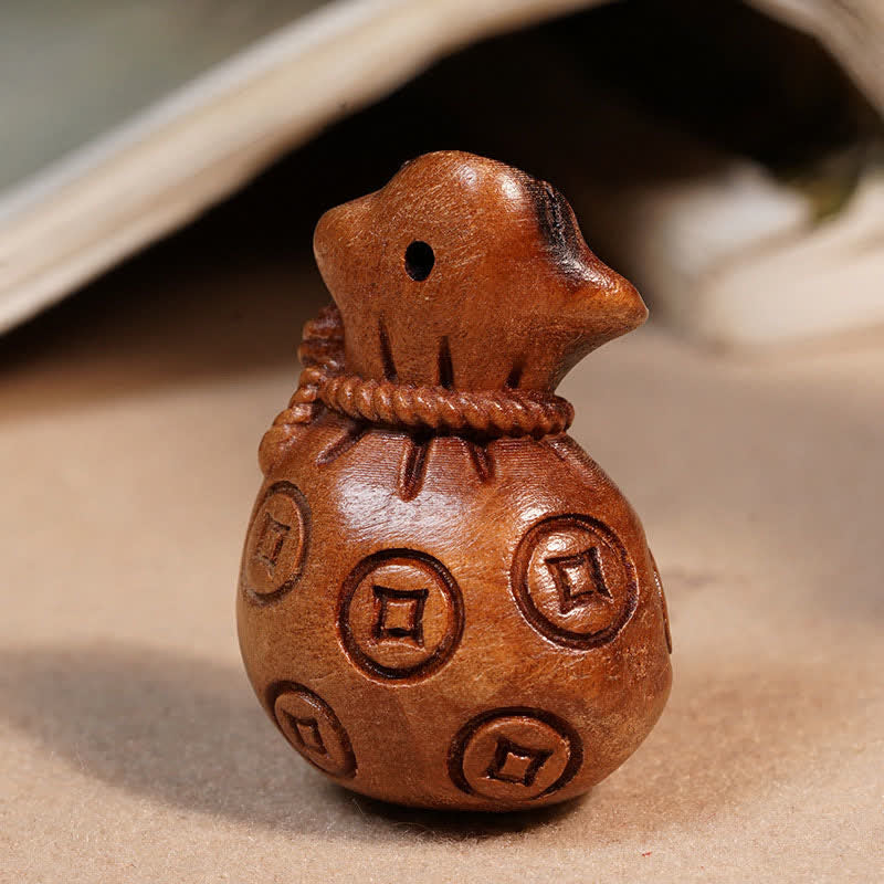 Buddha Stones Geldbeutel aus vom Blitz getroffenem Jujube-Holz, chinesische Münzschutz- und Reichtums-Schlüsselanhänger - image 7