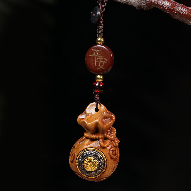 Buddha Stones Geldbeutel aus vom Blitz getroffenem Jujube-Holz, chinesische Münzschutz- und Reichtums-Schlüsselanhänger - Schlüsselanhänger - image 1