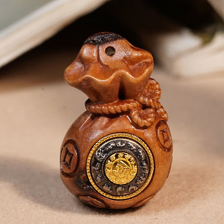 Buddha Stones Geldbeutel aus vom Blitz getroffenem Jujube-Holz, chinesische Münzschutz- und Reichtums-Schlüsselanhänger - image 6