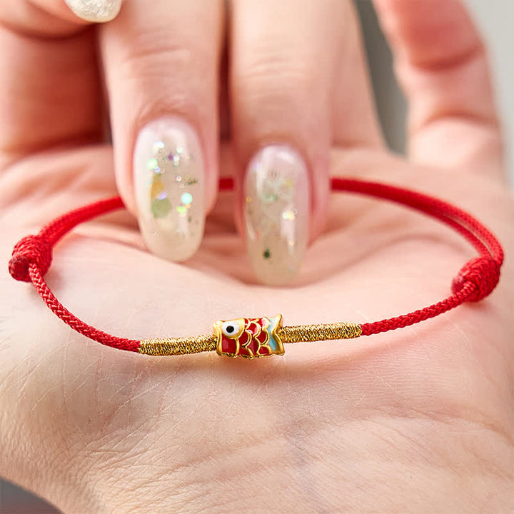 Buddha Stones Handgewebtes Armband aus roter Schnur mit Koi-Fisch-Glückssymbol - image 10