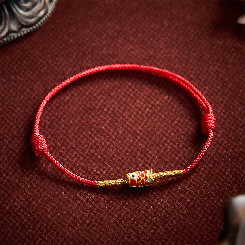 Buddha Stones Handgewebtes Armband aus roter Schnur mit Koi-Fisch-Glückssymbol - image 9