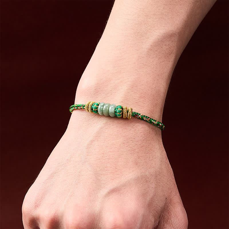 Buddha Stones Handgewebtes Armband aus Jadeperlen mit Glücksabakus-Motiv - image 5