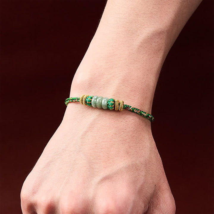 Buddha Stones Handgewebtes Armband aus Jadeperlen mit Glücksabakus-Motiv - image 5