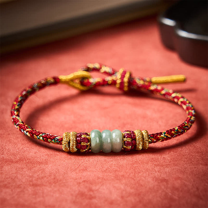 Buddha Stones Handgewebtes Armband aus Jadeperlen mit Glücksabakus-Motiv - image 11