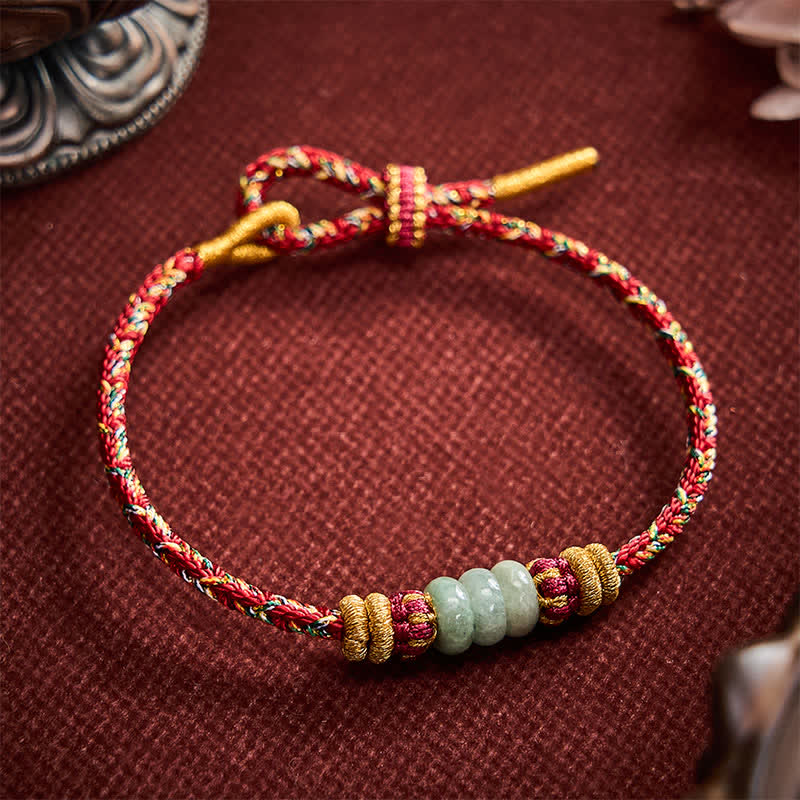 Buddha Stones Handgewebtes Armband aus Jadeperlen mit Glücksabakus-Motiv - image 12