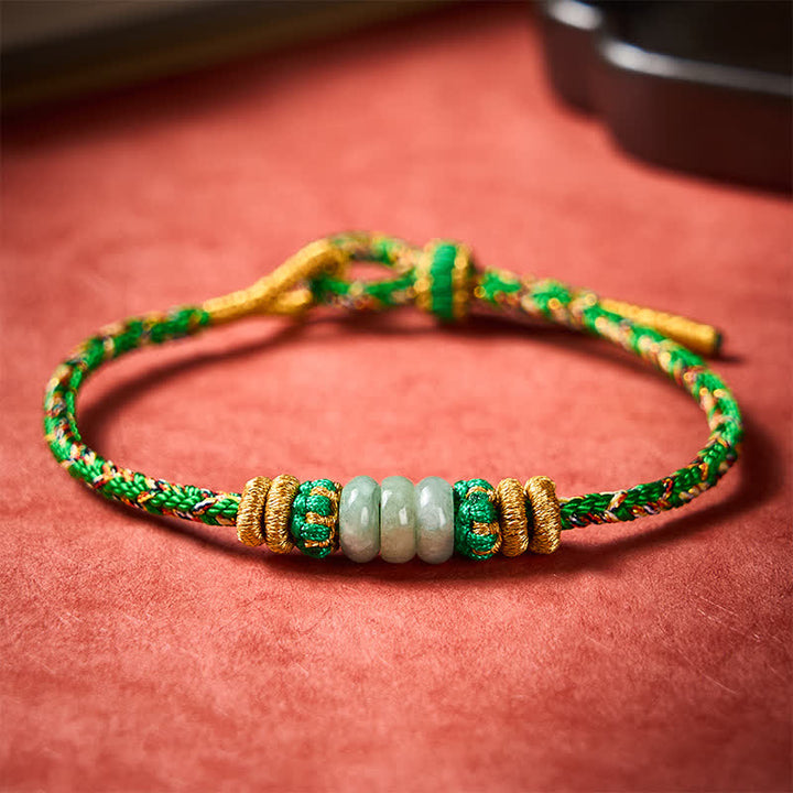 Buddha Stones Handgewebtes Armband aus Jadeperlen mit Glücksabakus-Motiv - image 2