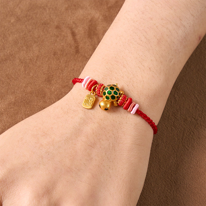 Buddha Stones Handgewebtes rotes Armband mit Schildkrötenmotiv (Fu-Charakter) - image 14