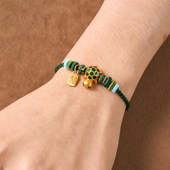 Buddha Stones Handgewebtes rotes Armband mit Schildkrötenmotiv (Fu-Charakter) - image 4