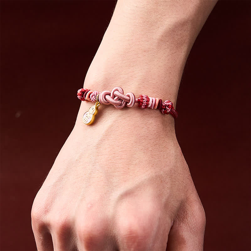 Buddha Stones Handgewebtes Armband aus rosafarbenem Kordelstoff mit dem Aufdruck „Schnell reich werden“ - image 4