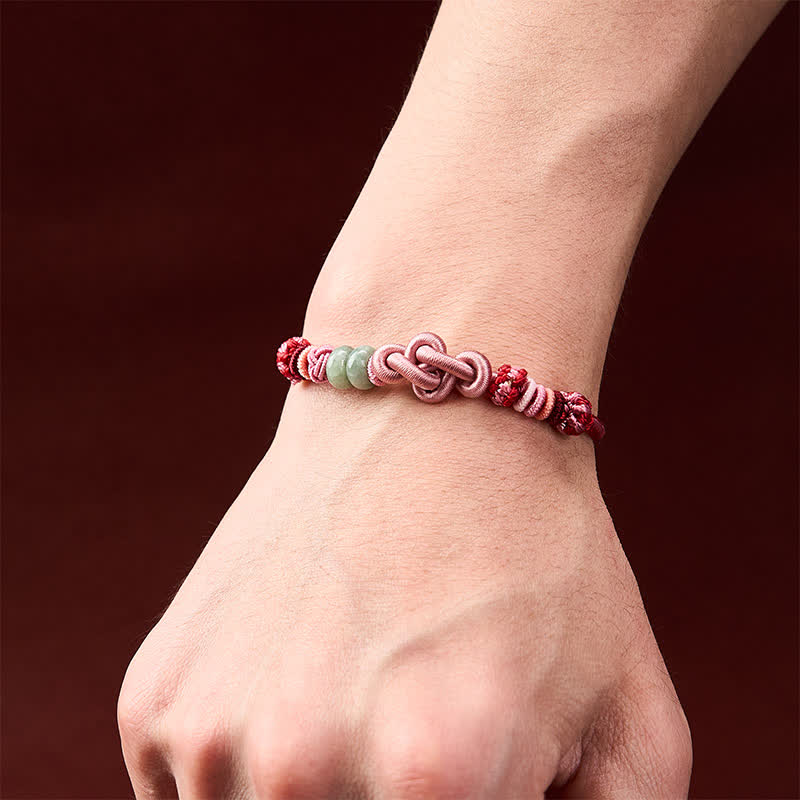 Buddha Stones Handgewebtes Armband aus Jadeperlen in Rosa - image 4