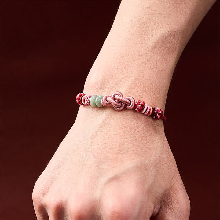 Buddha Stones Handgewebtes Armband aus Jadeperlen in Rosa - image 4