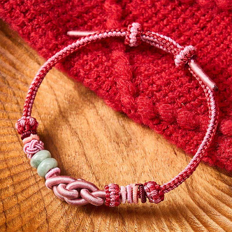 Buddha Stones Handgewebtes Armband aus Jadeperlen in Rosa - image 2
