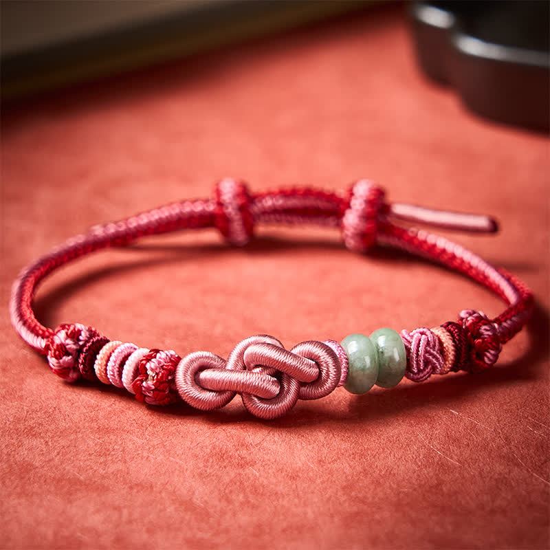 Buddha Stones Handgewebtes Armband aus Jadeperlen in Rosa - Rosa mit Jadeperlen - image 0