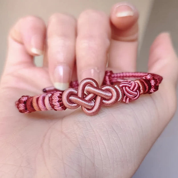 Buddha Stones Handgewebtes Armband aus rosafarbenem Kordelstoff mit dem Aufdruck „Schnell reich werden“ - Rosa ohne Accessoires - image 8