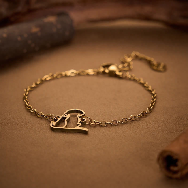 Buddha Stones Minimalistisches Armband mit Hunde- und Katzenanhänger aus Titanstahl - image 1