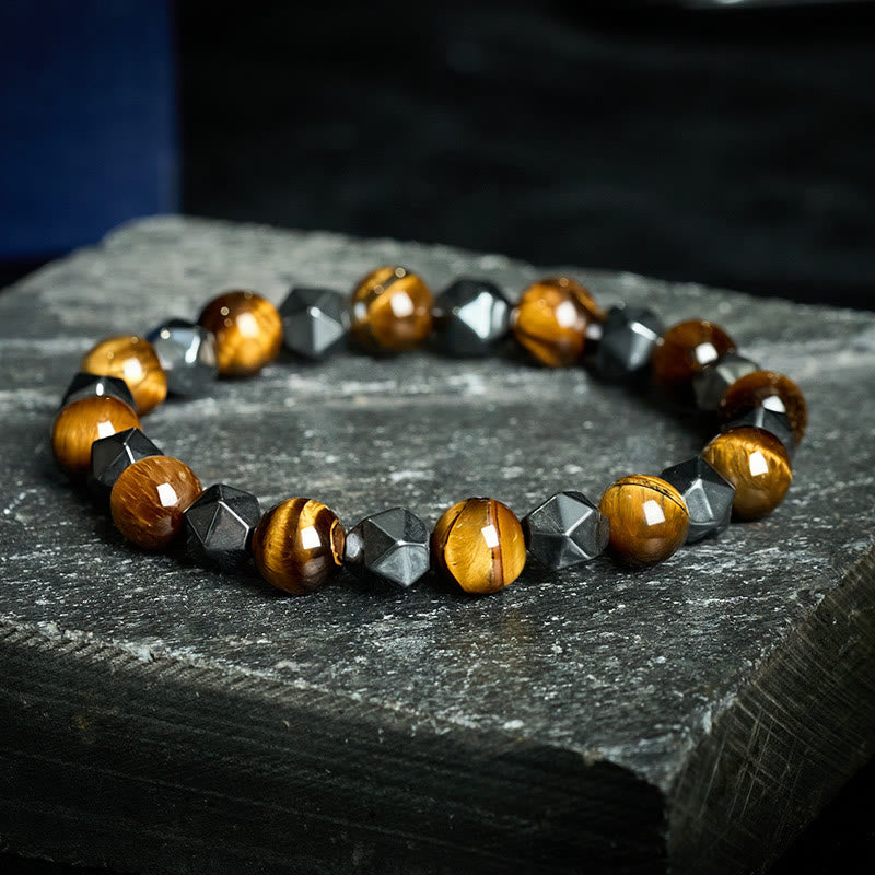 Buddha Stones Armband aus facettiertem Tigerauge-Hämatit - Gelbes Tigerauge (Schutz ♥ Mut) - image 9