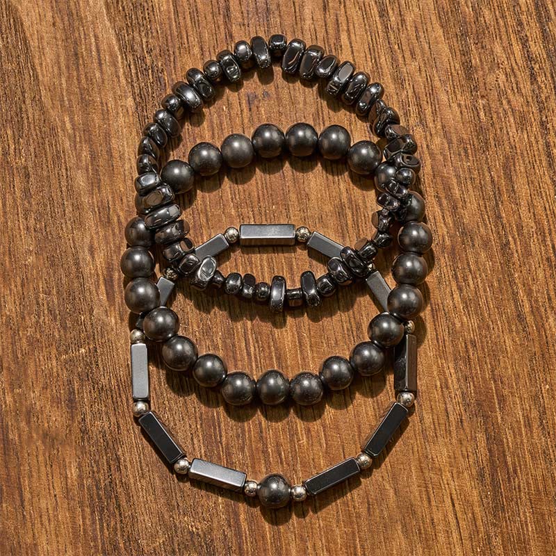 Buddha Stones 3-teiliges Armband aus kraftvollen Hämatitperlen - image 4