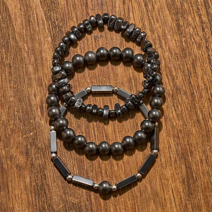 Buddha Stones 3-teiliges Armband aus kraftvollen Hämatitperlen - image 4