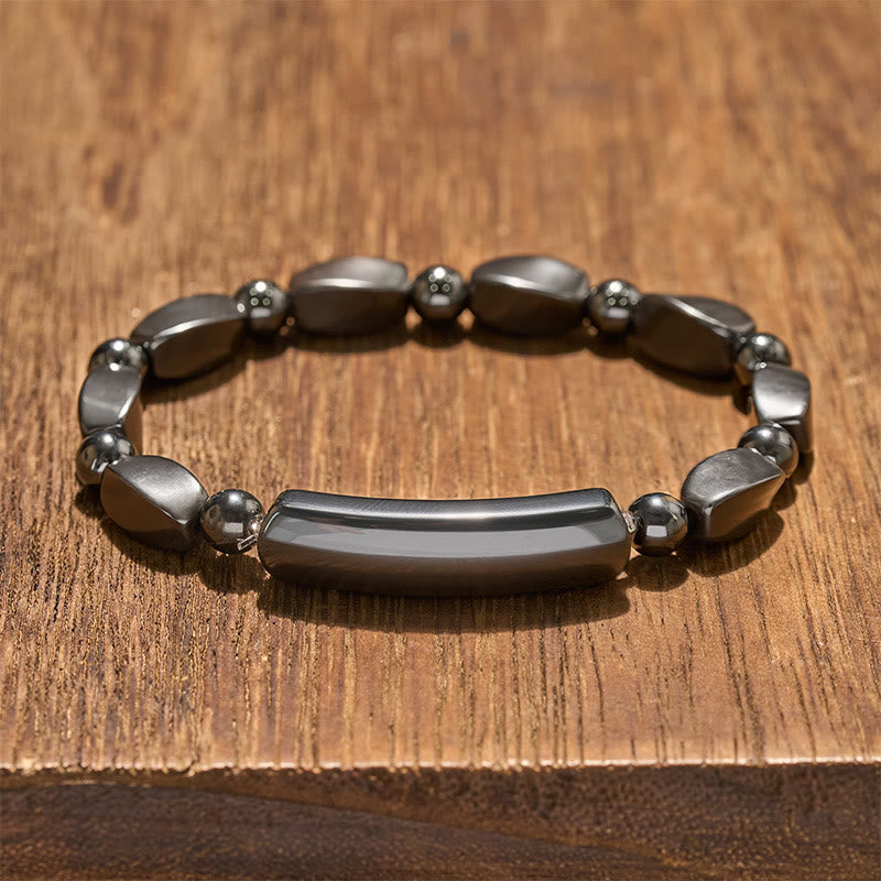 Buddha Stones Hämatit-Armband mit minimalistischer Stabperle – kraftvoll und erdend - Hämatit (Fokus ♥ Unterstützung) - image 0