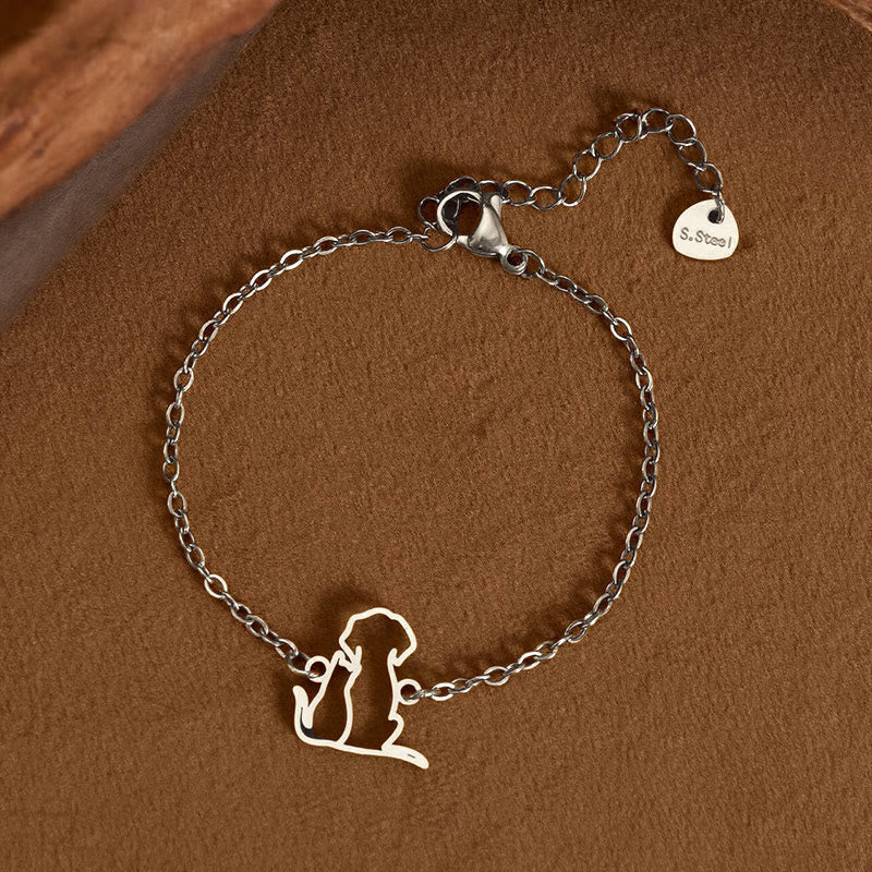 Buddha Stones Minimalistisches Armband mit Hunde- und Katzenanhänger aus Titanstahl - Silber (Handgelenkumfang: 14-17 cm) - image 6