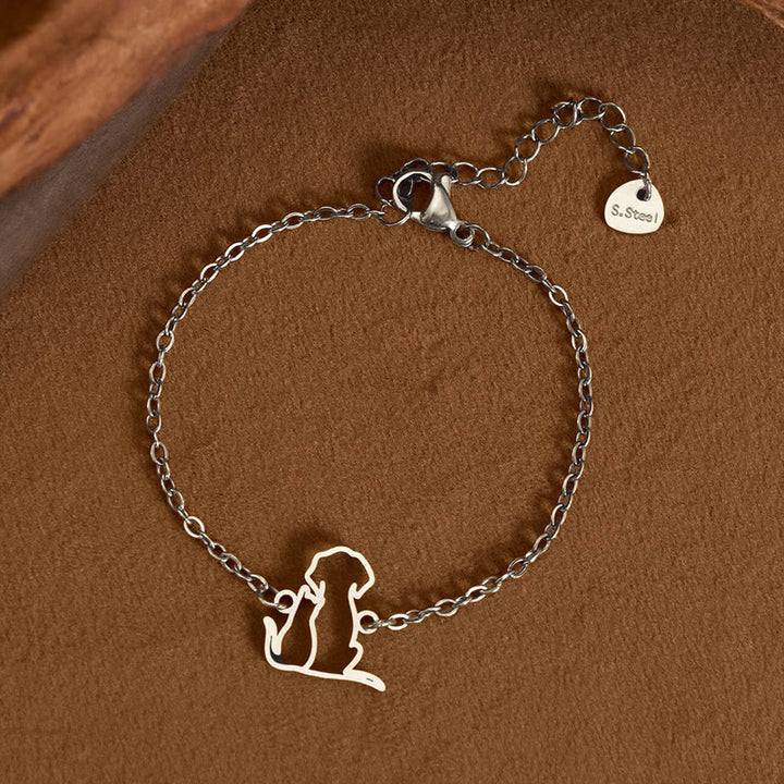 Buddha Stones Minimalistisches Armband mit Hunde- und Katzenanhänger aus Titanstahl - Silber (Handgelenkumfang: 14-17 cm) - image 6