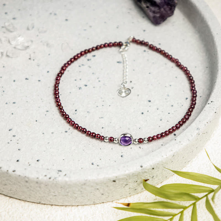 Buddha Stones Granat Amethyst Purification Calm Fußkettchen - image 1