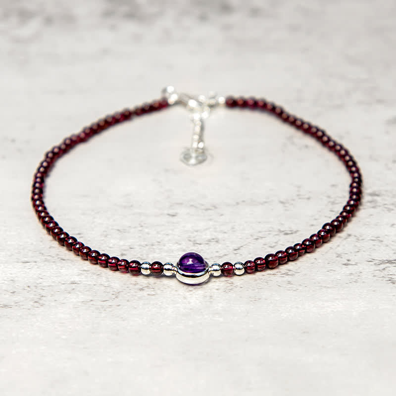 Buddha Stones Granat Amethyst Purification Calm Fußkettchen - image 4