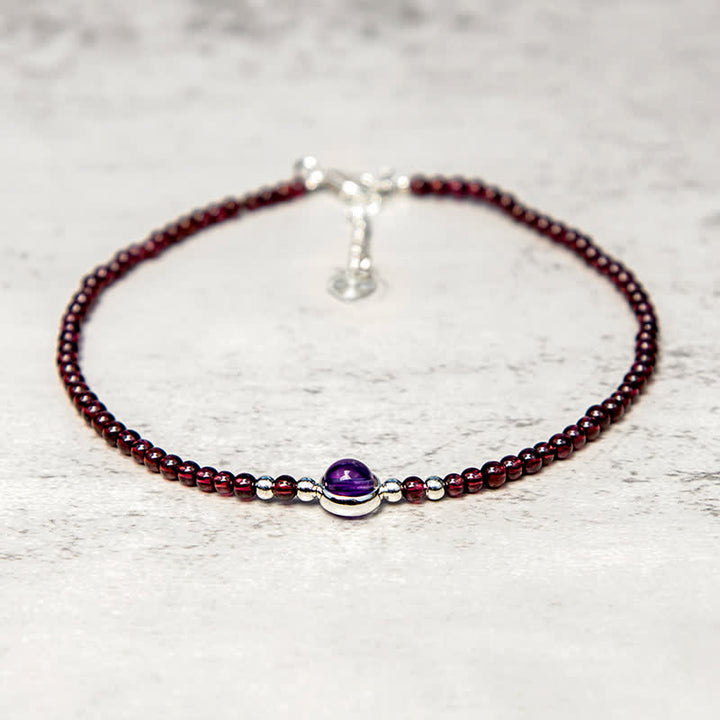Buddha Stones Granat Amethyst Purification Calm Fußkettchen - image 4