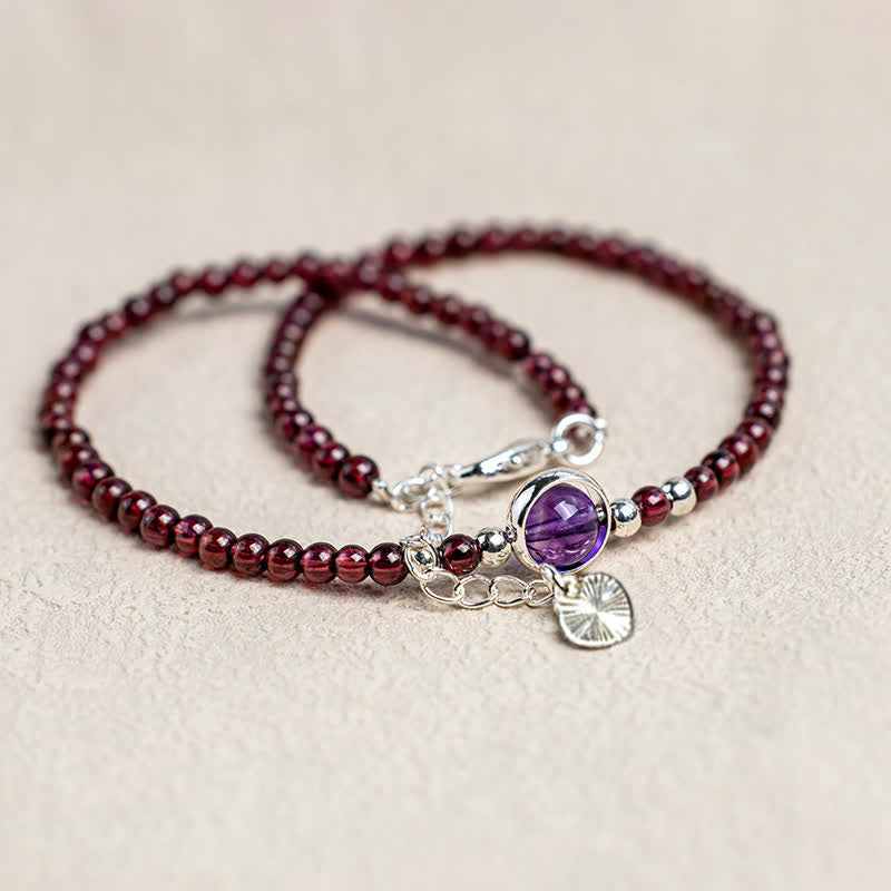 Buddha Stones Granat Amethyst Purification Calm Fußkettchen - image 5