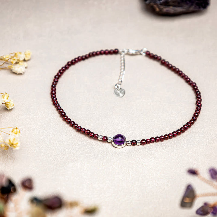 Buddha Stones Granat Amethyst Purification Calm Fußkettchen - Granat (Reinigung ♥ Schutz) - image 0