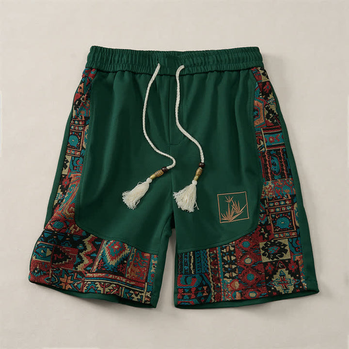 Buddha Stones Sommerliche Boho-Herrenshorts mit Kordelzug, elastischem Bund, geometrischem Muster und Taschen - image 2