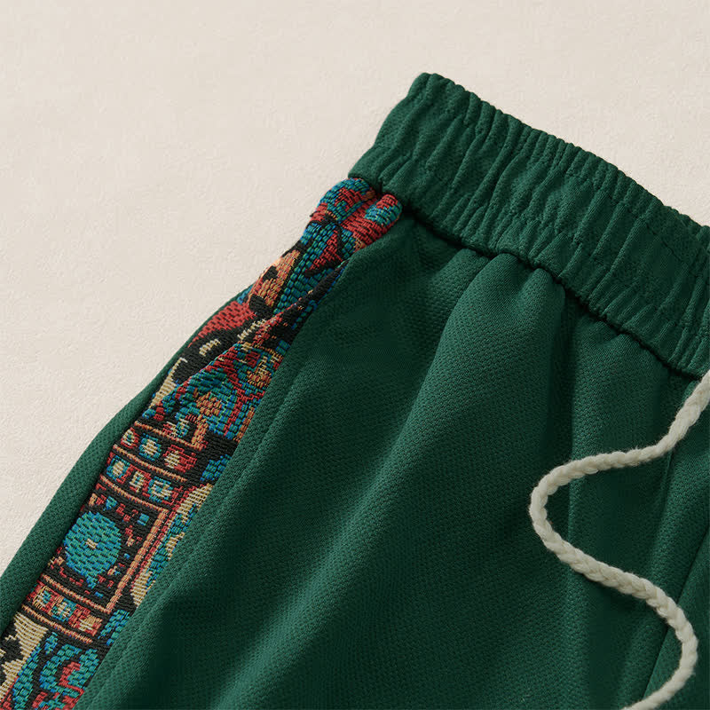 Buddha Stones Sommerliche Boho-Herrenshorts mit Kordelzug, elastischem Bund, geometrischem Muster und Taschen - image 4
