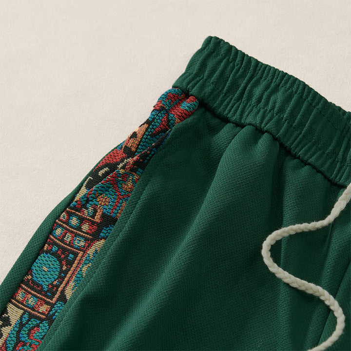 Buddha Stones Sommerliche Boho-Herrenshorts mit Kordelzug, elastischem Bund, geometrischem Muster und Taschen - image 4