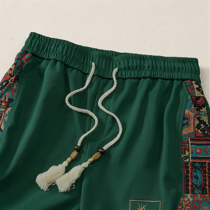 Buddha Stones Sommerliche Boho-Herrenshorts mit Kordelzug, elastischem Bund, geometrischem Muster und Taschen - image 5