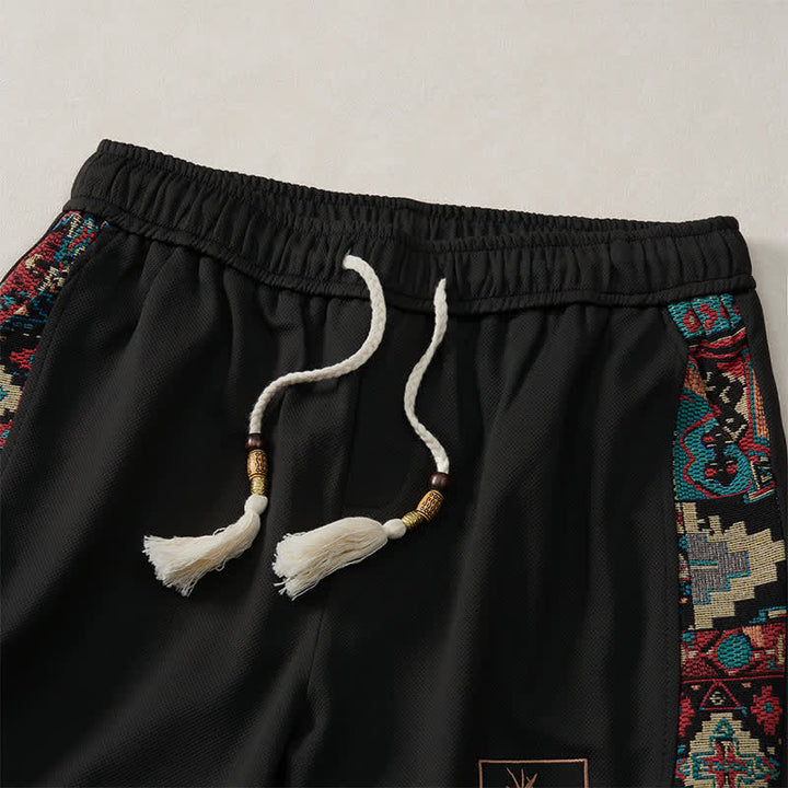 Buddha Stones Sommerliche Boho-Herrenshorts mit Kordelzug, elastischem Bund, geometrischem Muster und Taschen - image 14
