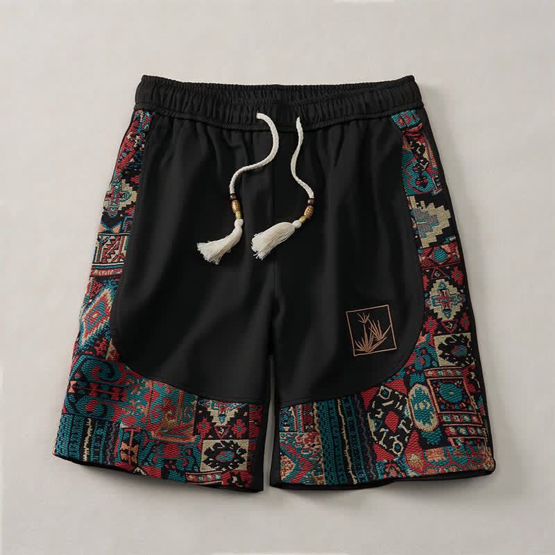 Buddha Stones Sommerliche Boho-Herrenshorts mit Kordelzug, elastischem Bund, geometrischem Muster und Taschen - image 12