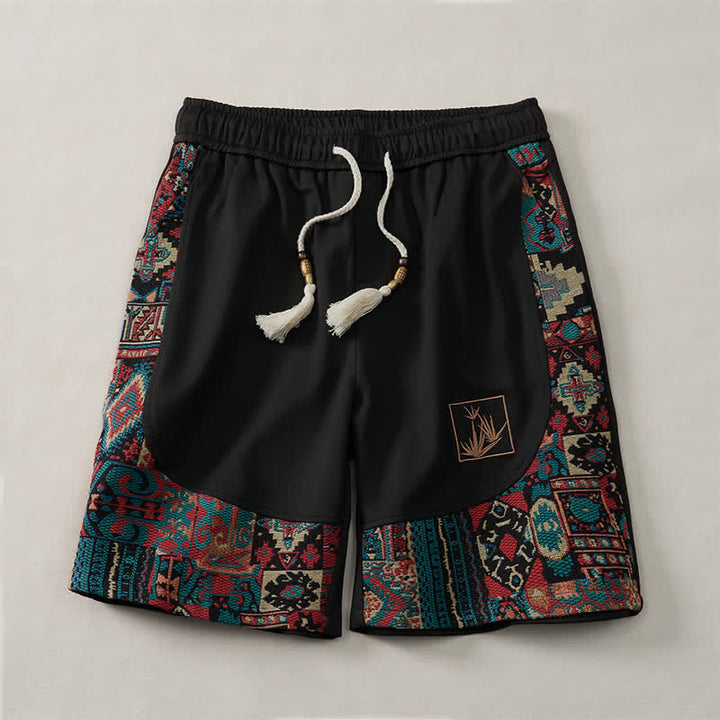 Buddha Stones Sommerliche Boho-Herrenshorts mit Kordelzug, elastischem Bund, geometrischem Muster und Taschen - image 12