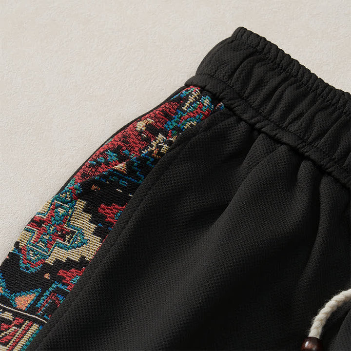 Buddha Stones Sommerliche Boho-Herrenshorts mit Kordelzug, elastischem Bund, geometrischem Muster und Taschen - image 15