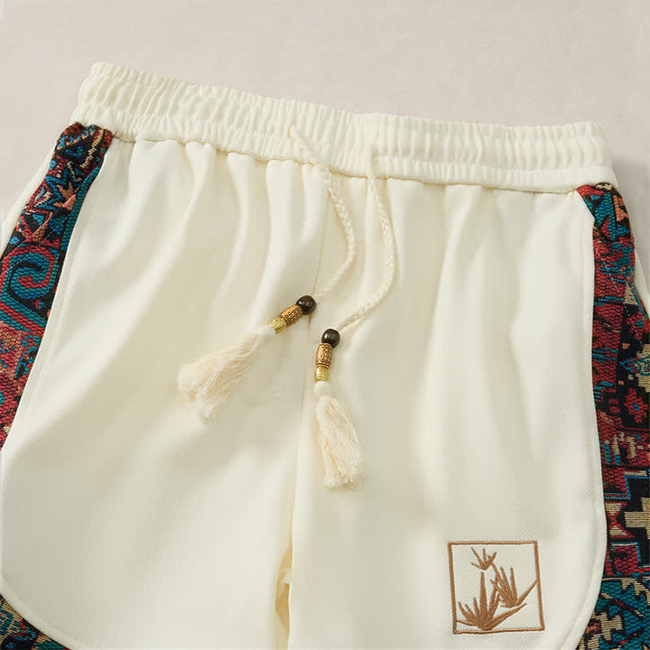 Buddha Stones Sommerliche Boho-Herrenshorts mit Kordelzug, elastischem Bund, geometrischem Muster und Taschen - image 26