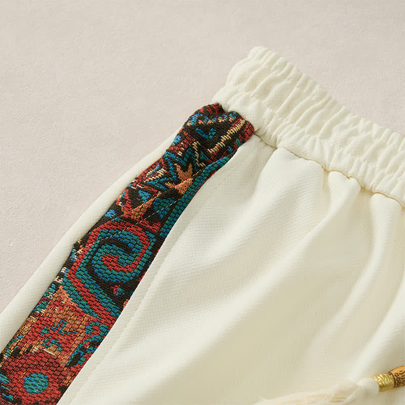 Buddha Stones Sommerliche Boho-Herrenshorts mit Kordelzug, elastischem Bund, geometrischem Muster und Taschen - image 25