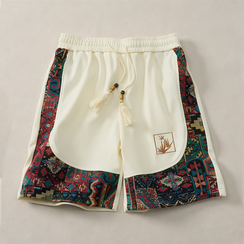 Buddha Stones Sommerliche Boho-Herrenshorts mit Kordelzug, elastischem Bund, geometrischem Muster und Taschen - image 23