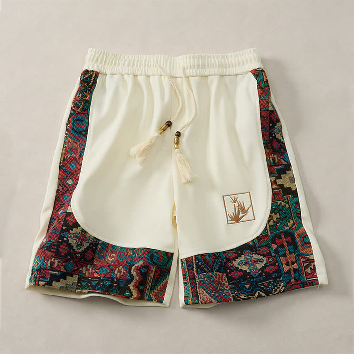 Buddha Stones Sommerliche Boho-Herrenshorts mit Kordelzug, elastischem Bund, geometrischem Muster und Taschen - image 23