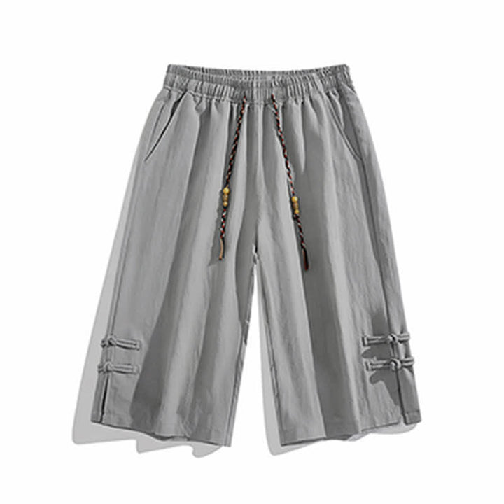 Buddha Stones Lässige Sommer-Boho-Hose mit Kordelzug, einfarbig, gerades Bein, mit Tasche - image 20