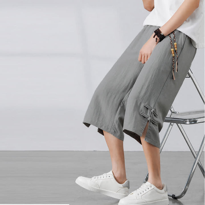 Buddha Stones Lässige Sommer-Boho-Hose mit Kordelzug, einfarbig, gerades Bein, mit Tasche - image 19