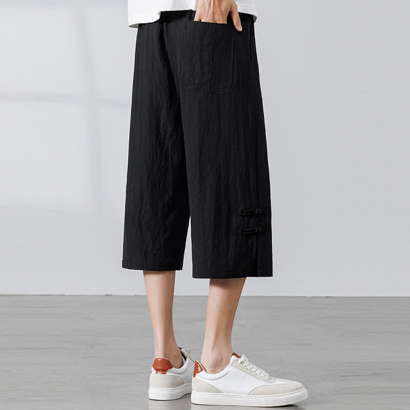 Buddha Stones Lässige Sommer-Boho-Hose mit Kordelzug, einfarbig, gerades Bein, mit Tasche - image 11