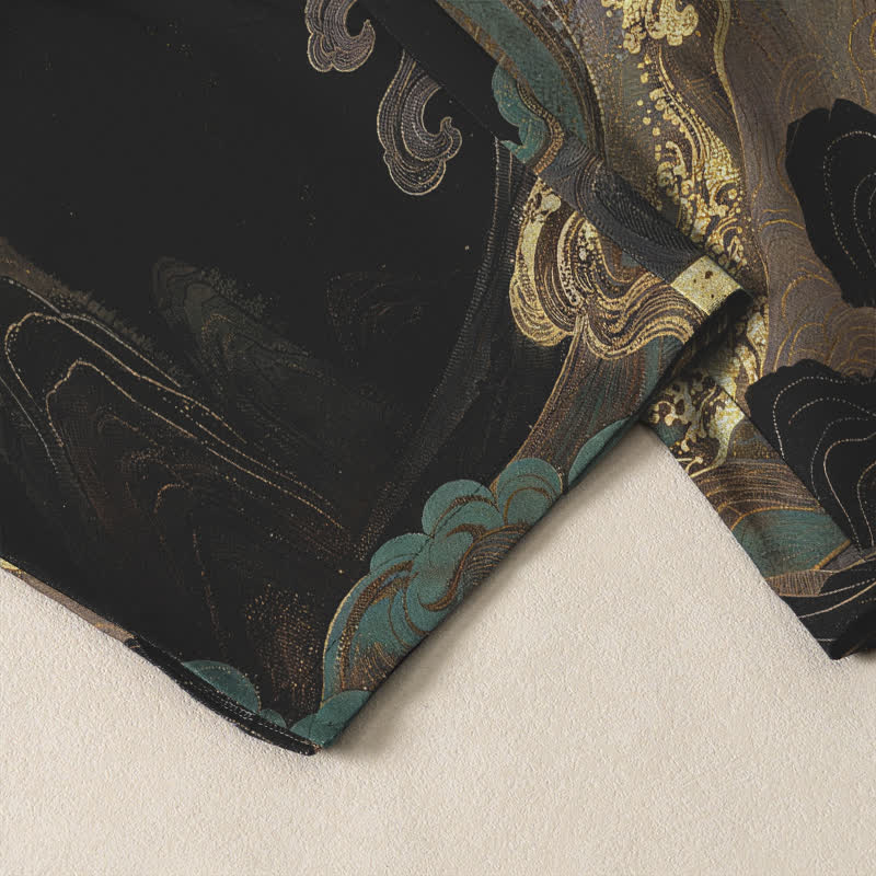 Buddha Stones Herrenhose aus reiner Baumwolle mit Kranich-, Wolken- und Wellenmuster, Kordelzug, schmal zulaufender Schnitt und Taschen - image 5