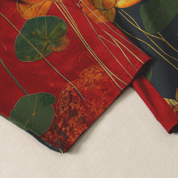 Buddha Stones Herrenhose aus reiner Baumwolle mit Lotus-Kalligrafie-Patchworkmuster, Kordelzug, schmal zulaufendem Bein und Taschen - image 5