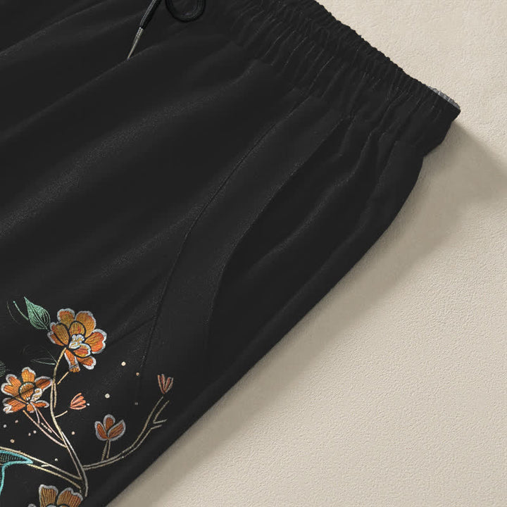 Buddha Stones Herrenhose aus reiner Baumwolle mit Koi-Fisch- und Blumenmuster, Kordelzug, schmal zulaufendem Schnitt und Taschen - image 4