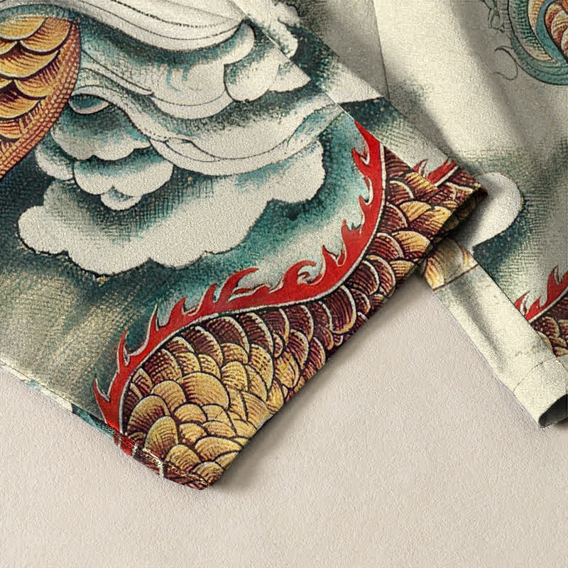 Buddha Stones Herrenhose aus reiner Baumwolle mit Wolken-Drachen-Muster, Kordelzug, schmal zulaufendem Schnitt und Taschen - image 5