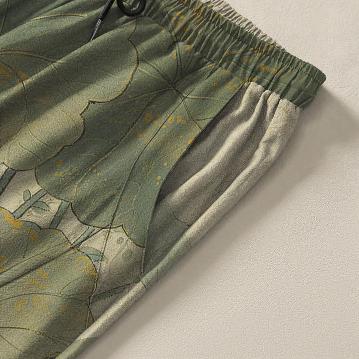 Buddha Stones Herrenhose aus reiner Baumwolle mit orientalischem Katzen- und Blumenmuster, Kordelzug, schmal zulaufendem Schnitt und Taschen - image 4